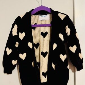 Old Navy Black and Cream Heart Kids Cardigan